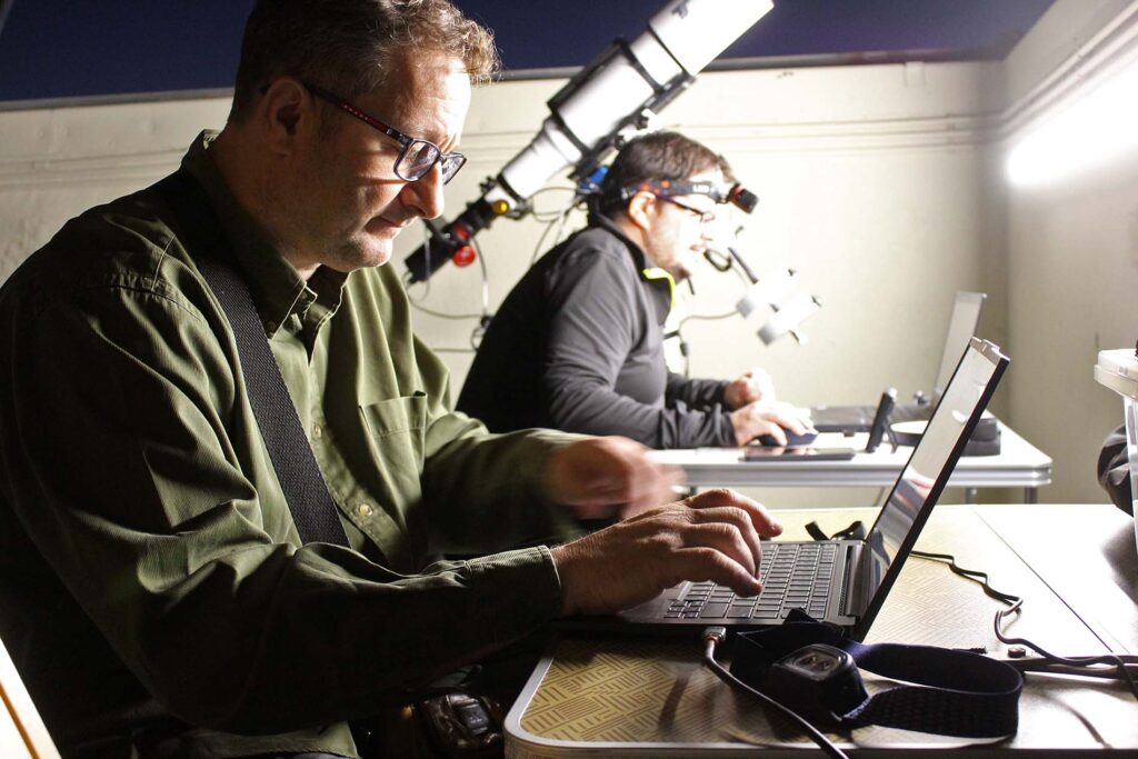 Astronomers and students at Stephanion Observatory