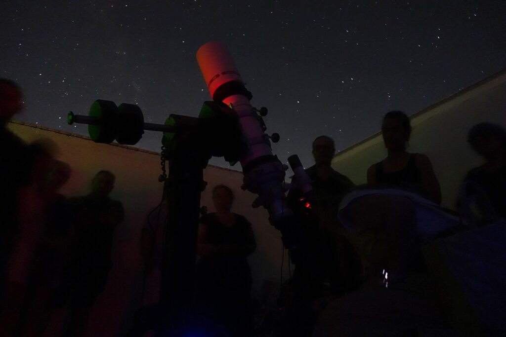 Visitors observing the night sky at Stephanion Observatory